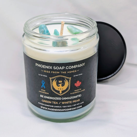Amazonite "Be Energized" Hidden Gemstone Candles