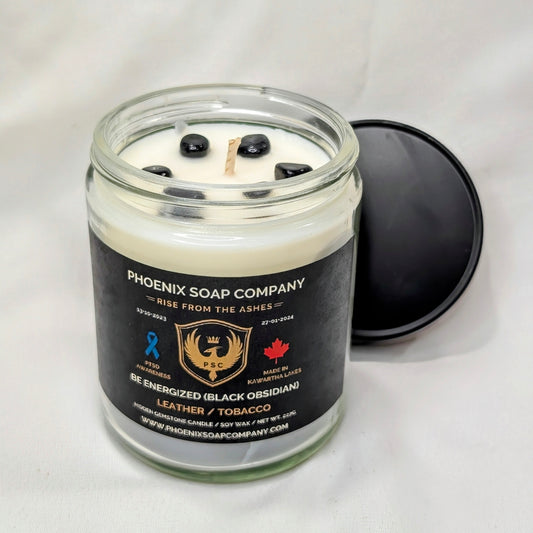 Black Obsidian "Be Energized" Hidden Gemstone Candles