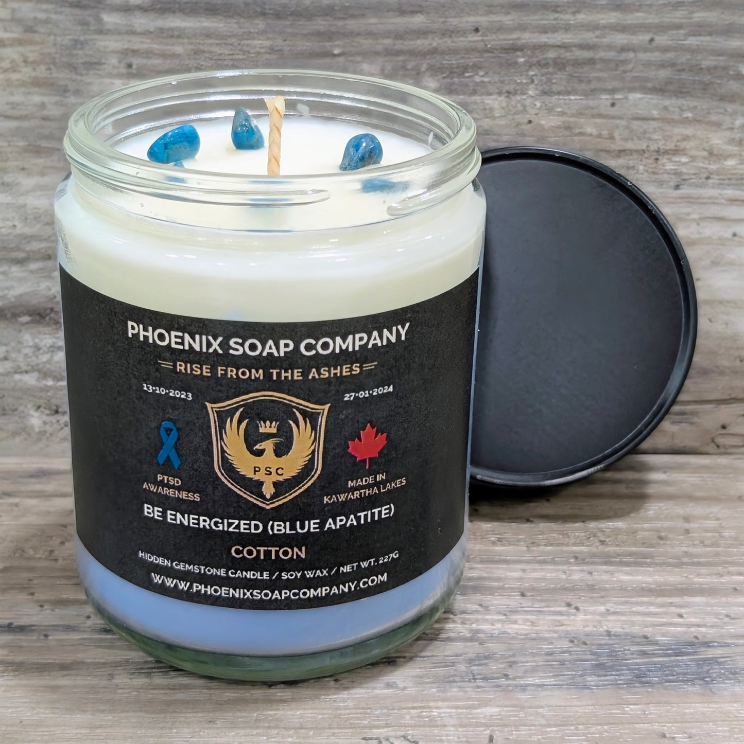 Blue Apatite "Be Energized" Hidden Gemstone Candles