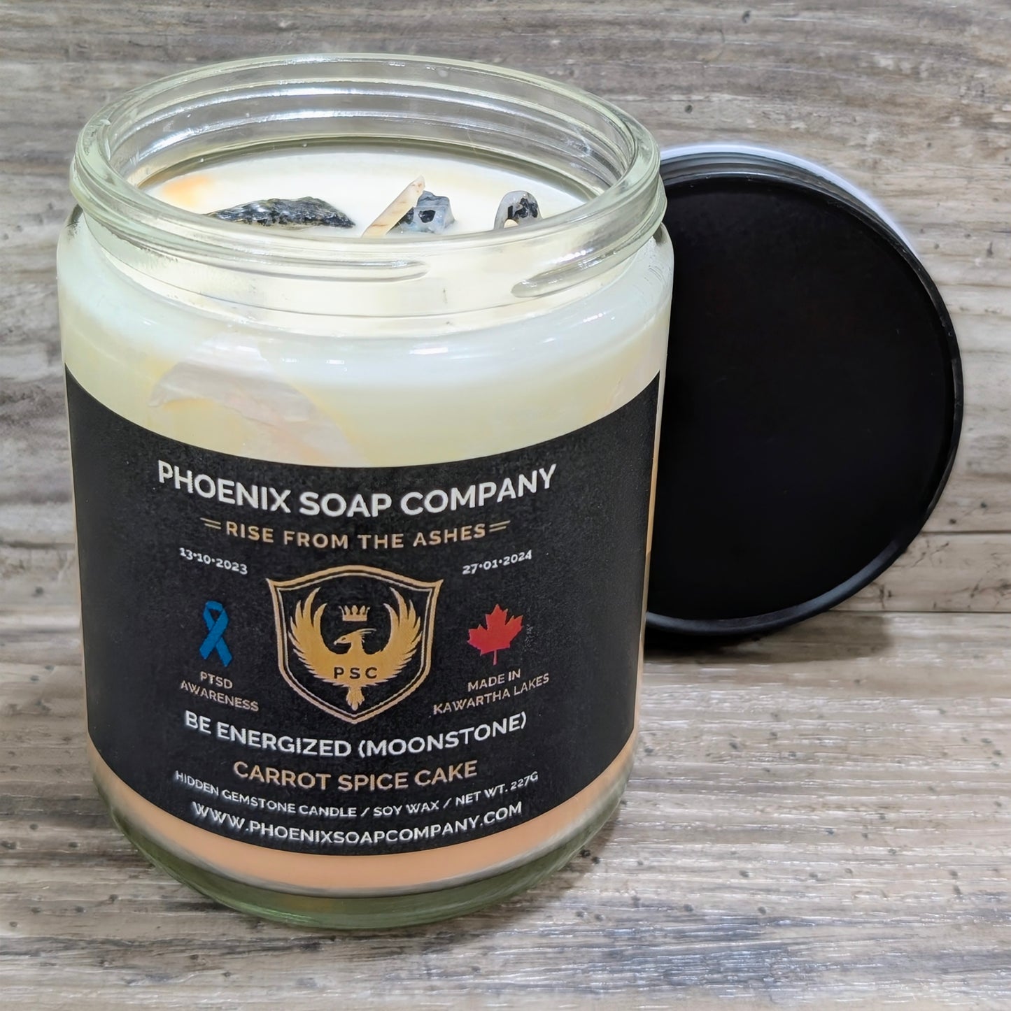Moonstone "Be Energized" Hidden Gemstone Candles
