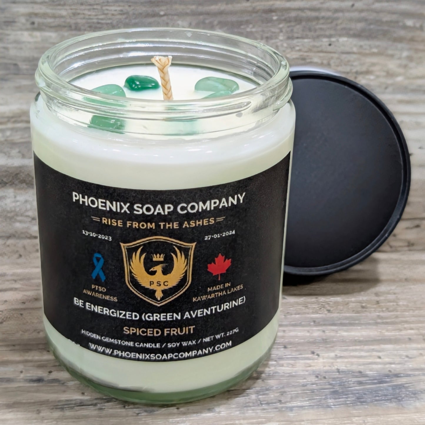 Green Aventurine "Be Energized" Hidden Gemstone Candles