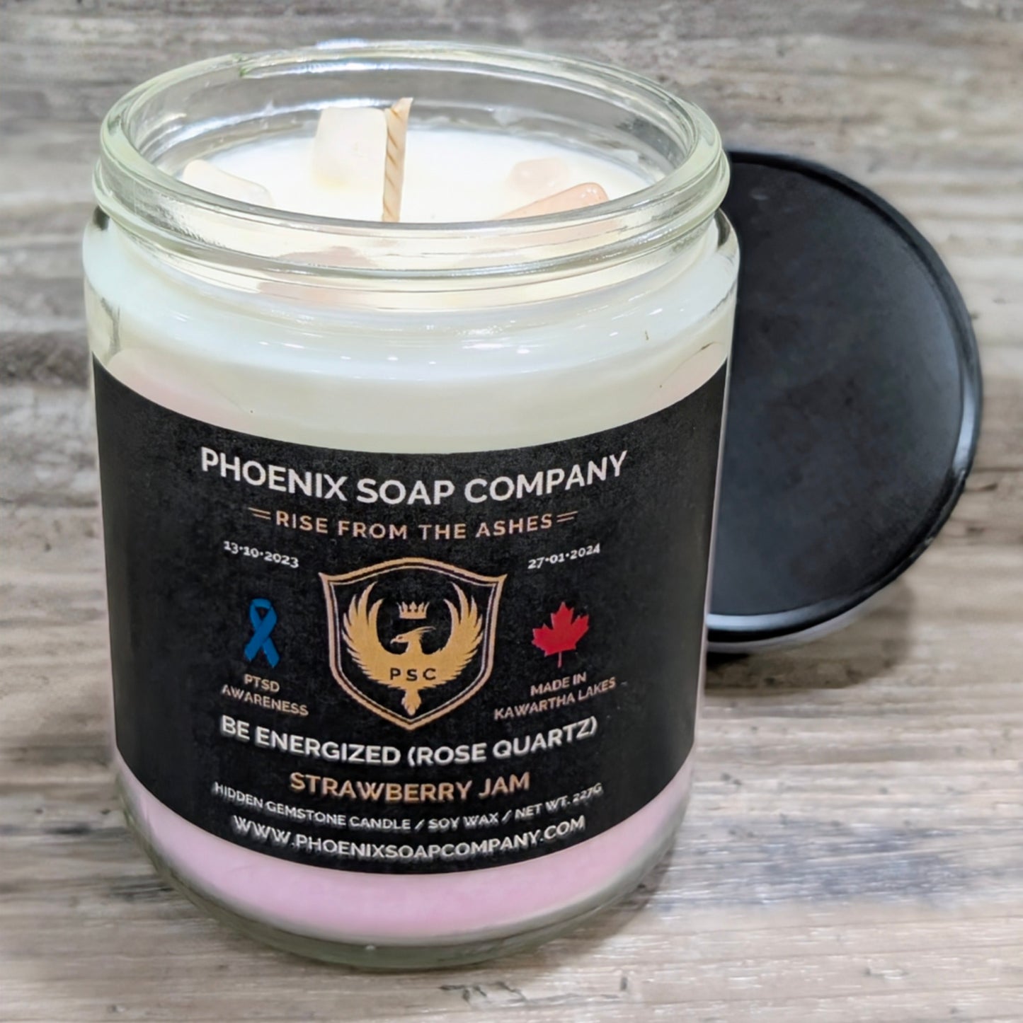 Rose Quartz "Be Energized" Hidden Gemstone Candles (Passion)