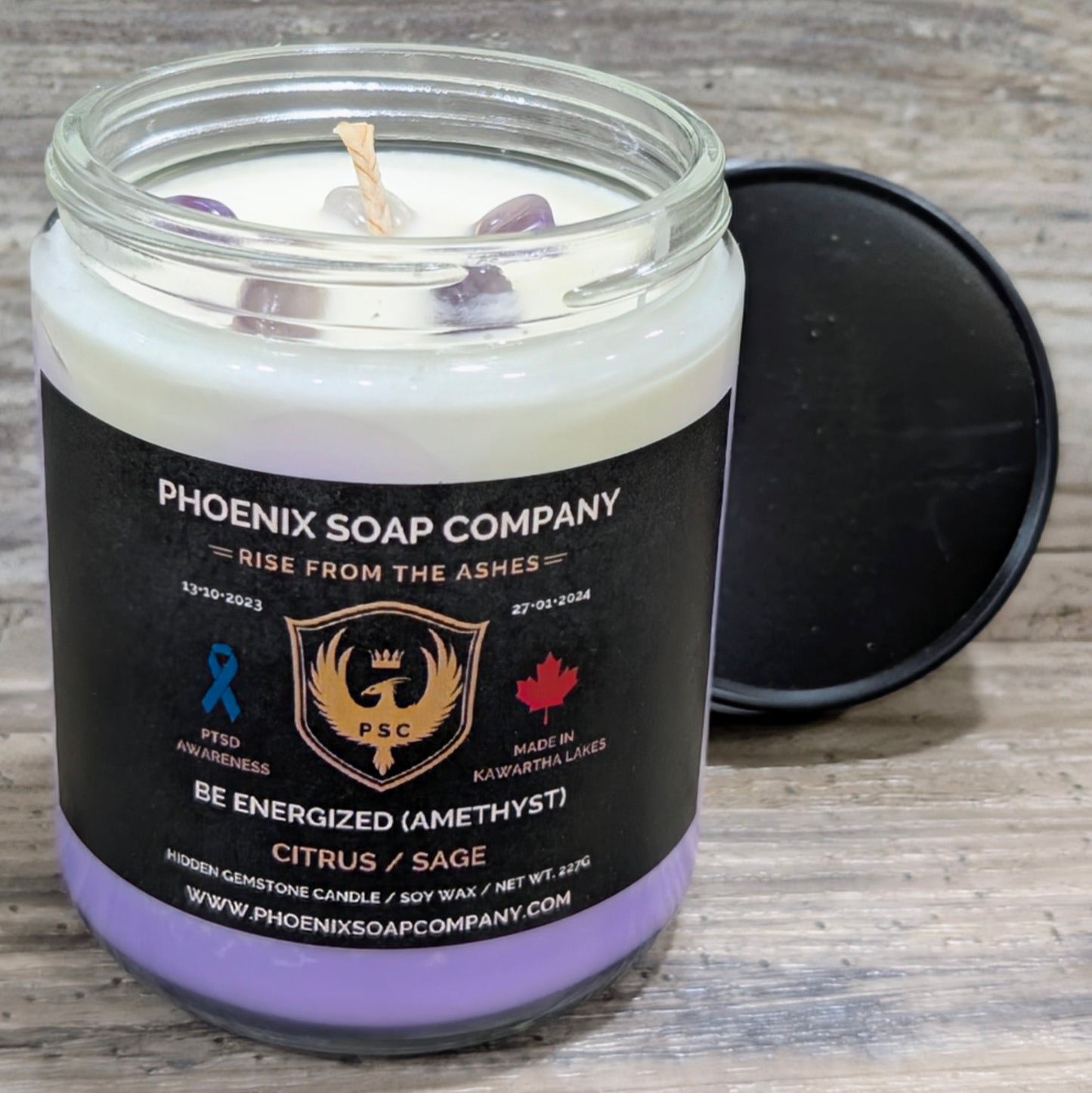 Amethyst "Be Energized" Hidden Gemstone Candles (Vitality)