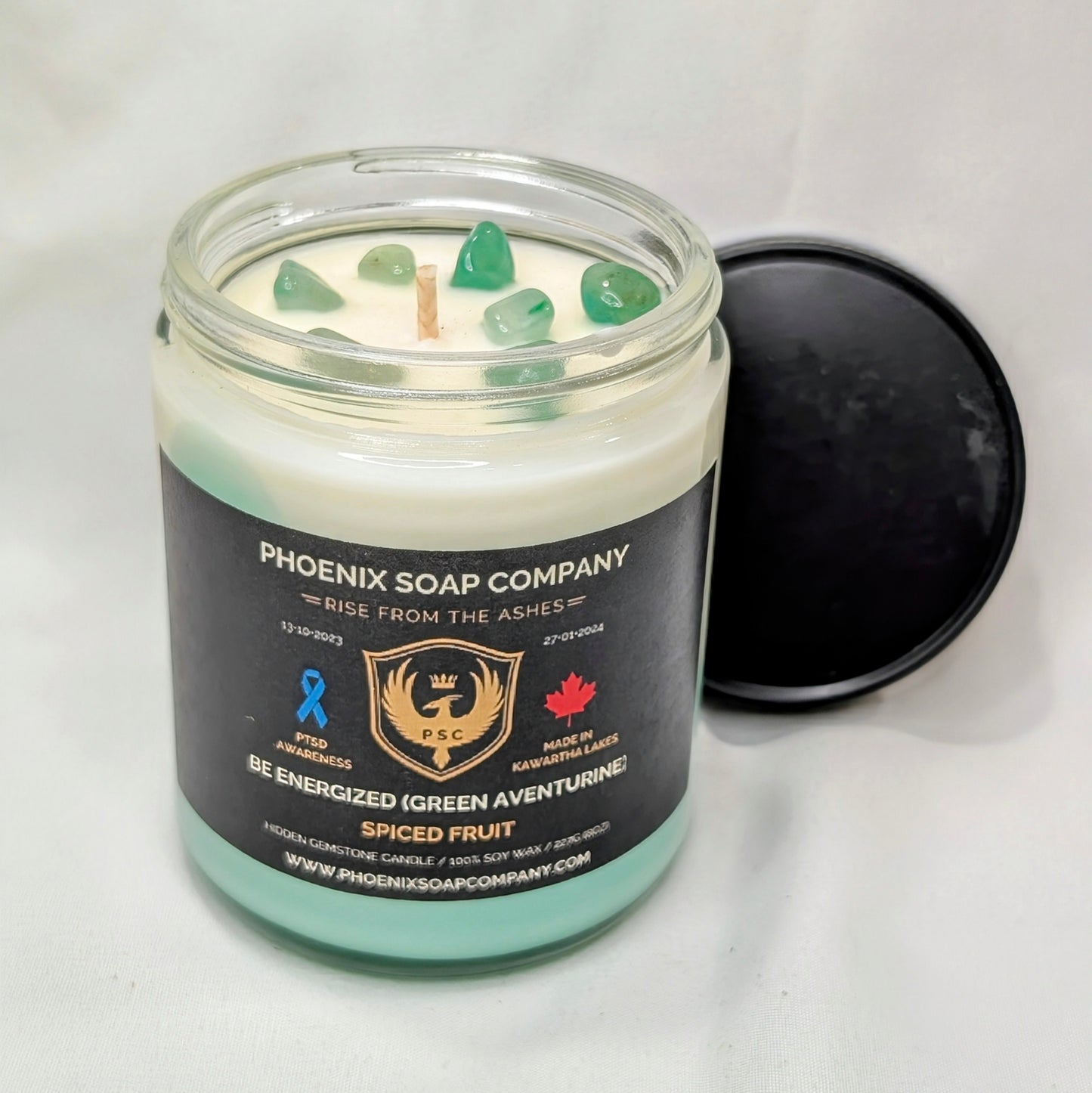 Green Aventurine "Be Energized" Hidden Gemstone Candles