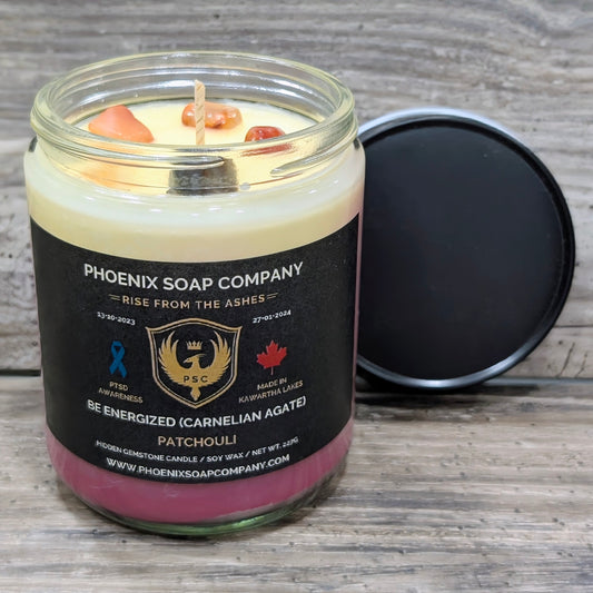 Red Carnelian "Be Energized" Hidden Gemstone Candles (Warrior)