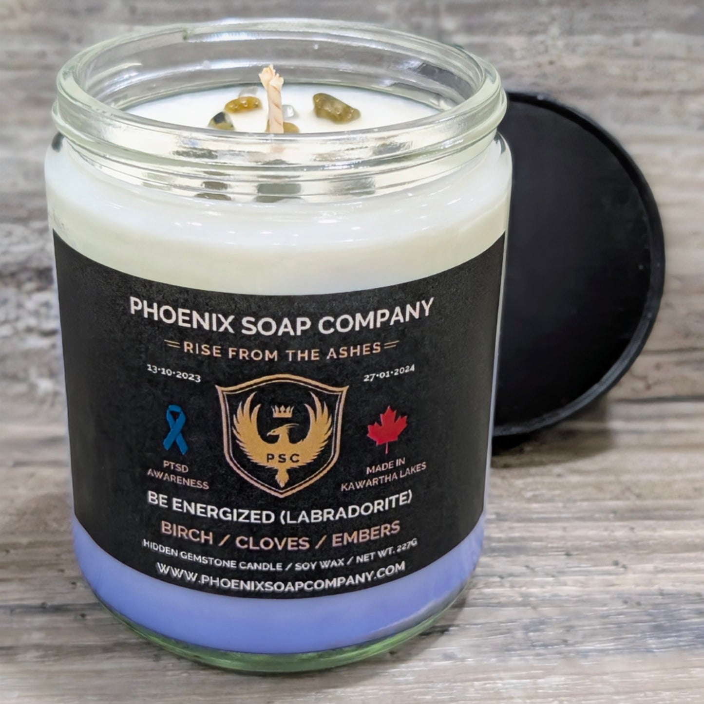 Laboradite "Be Energized" Hidden Gemstone Candles