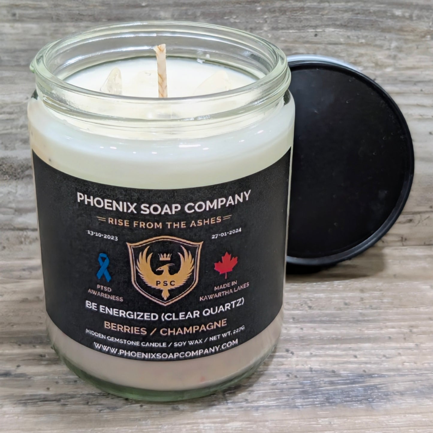 Clear Quartz "Be Energized" Hidden Gemstone Candles (Prosperity)