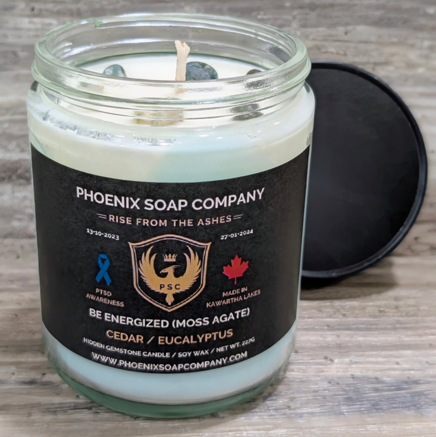 Moss Agate "Be Energized" Hidden Gemstone Candles (Live)